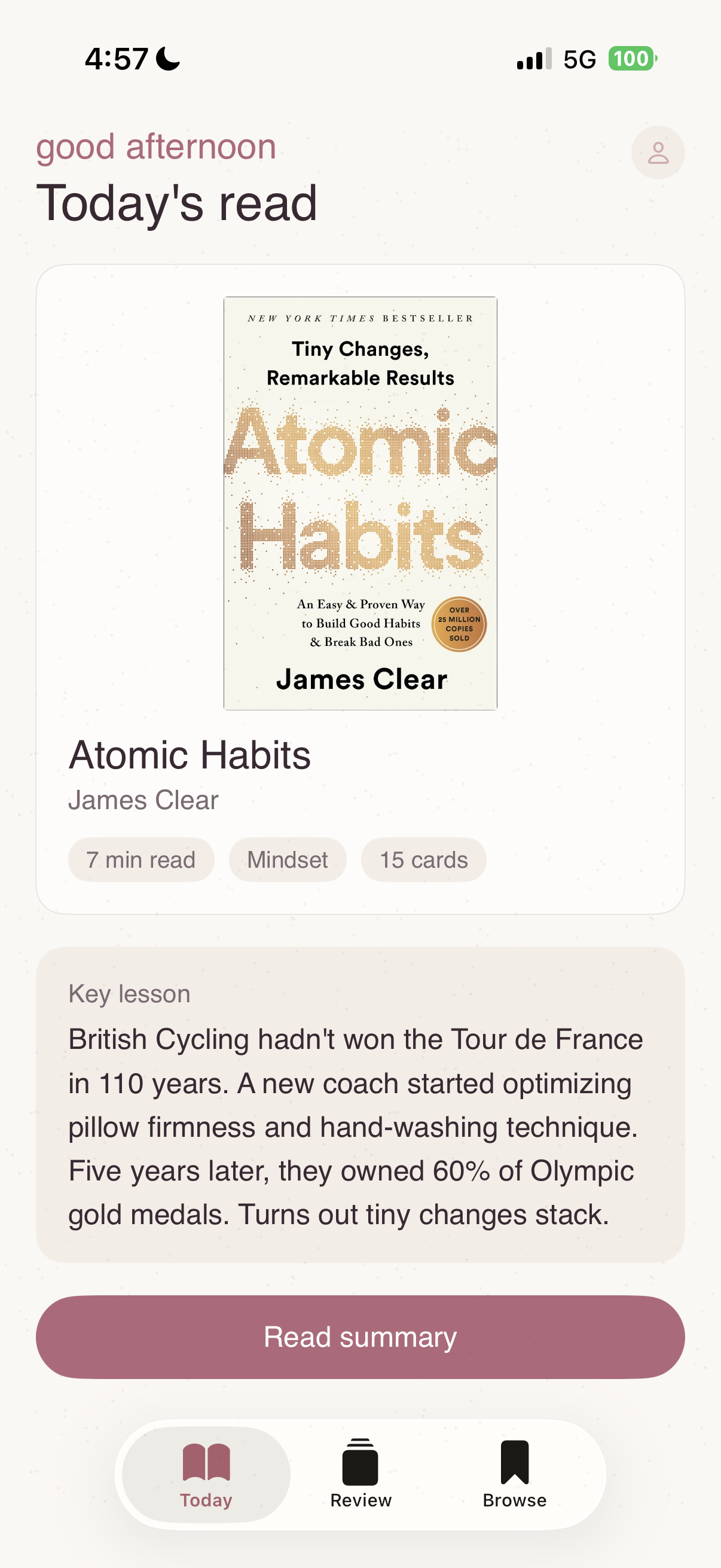 Darak app — today's book: Atomic Habits